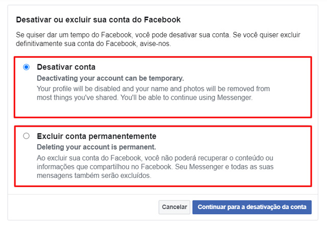 Como Desativar ou Excluir sua conta no Facebook