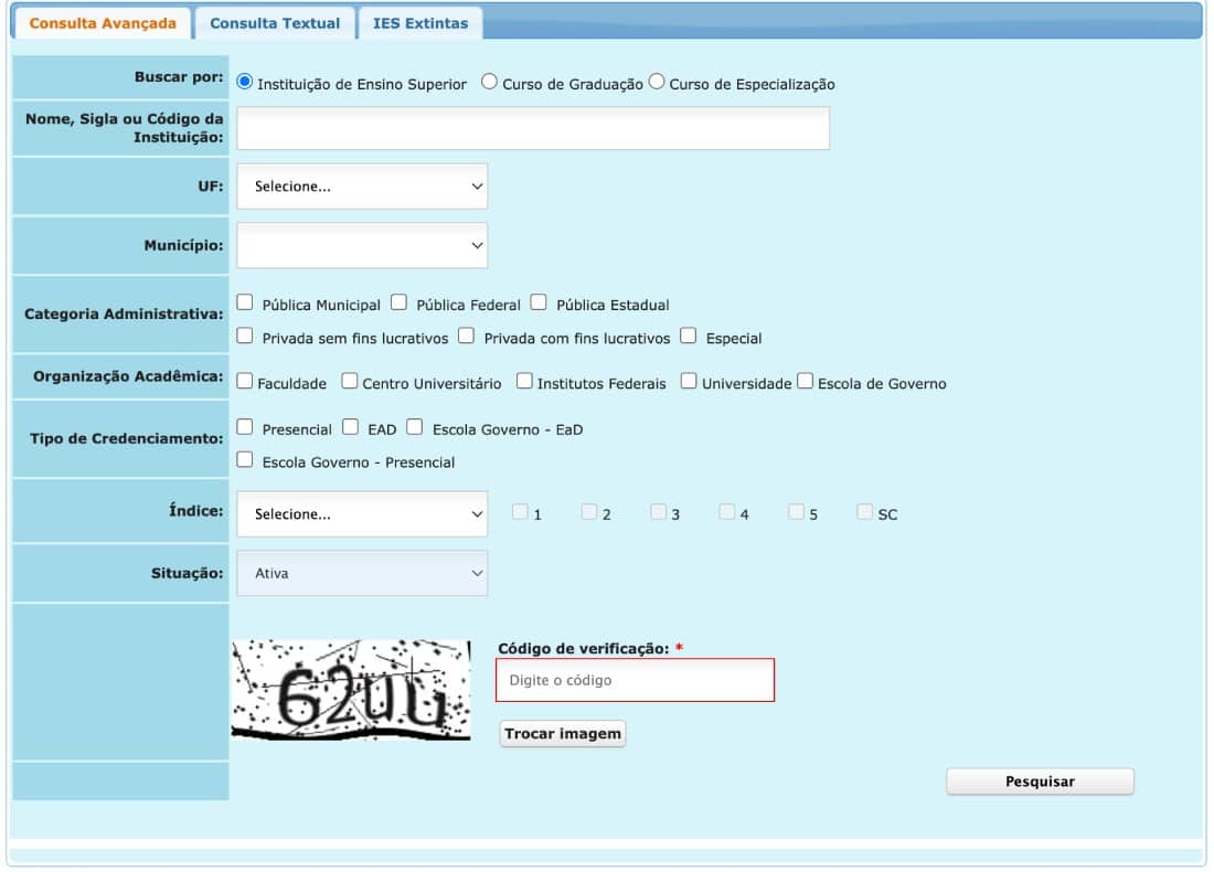 tutorial para saber se um curso e valido